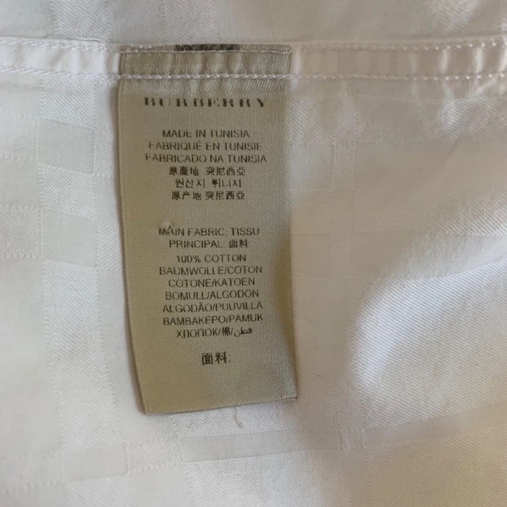 BURBERRY LONDON Mens Dressy Shirt White Button Down Nova Check Long Sleeve Sz L - Picture 16 of 16